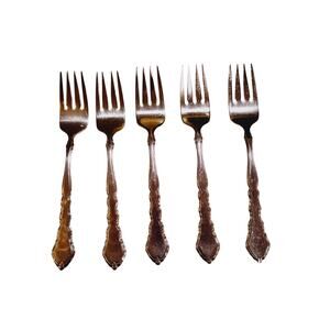 Lot of 5 Oneida Community Stainless Flatware Silverware SATINIQUE Salad Forks